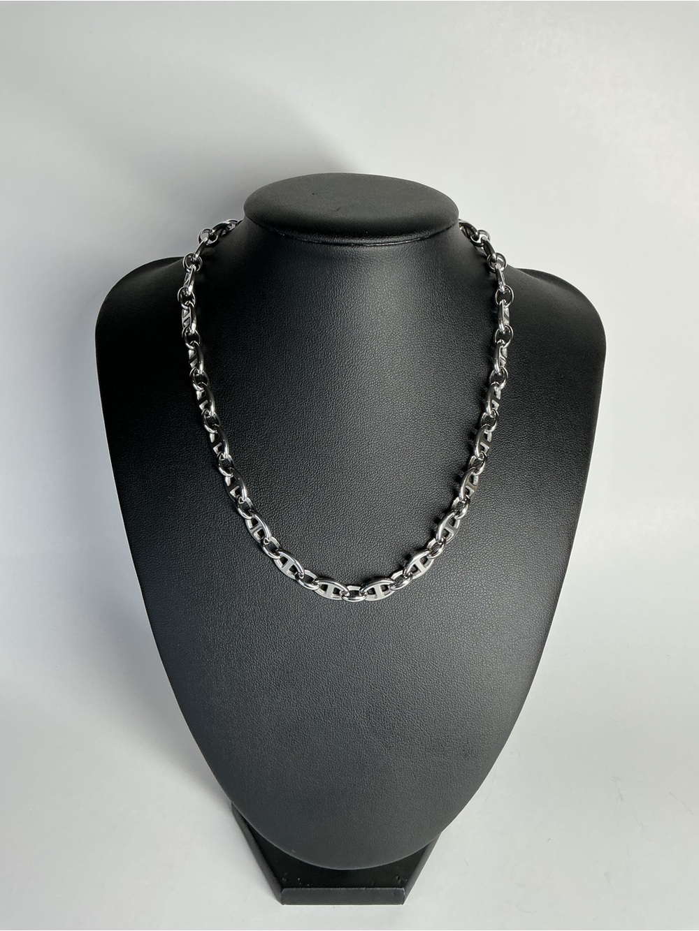 Sterling-Look Women's Silver Chain Necklace - Polished Link Design